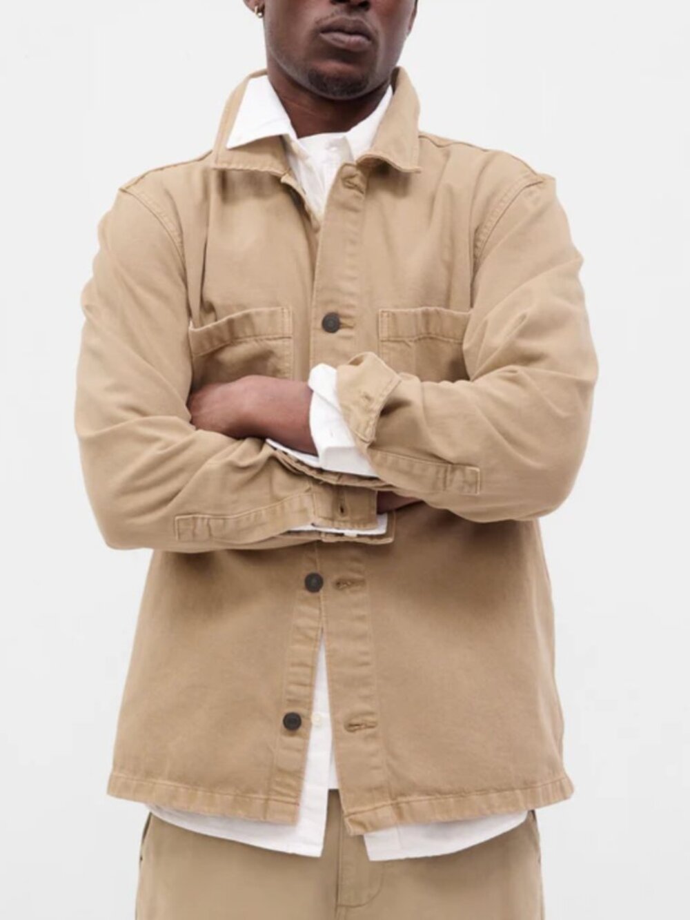 GAP Denim Utility Overshirt, Classic Khaki, Medium, EUC